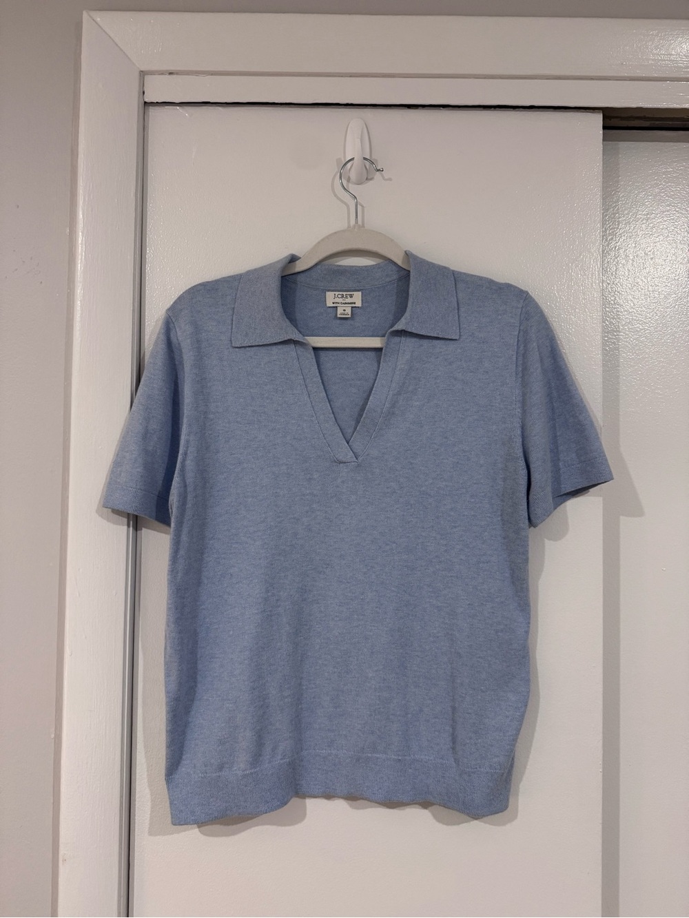 J. Crew Light Blue V-Neck Short Sleeve Sweater